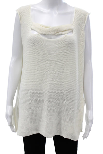 Shi Women Ivory Knit Scoop Neck Sleeveless Blouse Camisole Size One Size