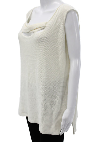 Shi Women Ivory Knit Scoop Neck Sleeveless Blouse Camisole Size One Size