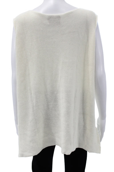 Shi Women Ivory Knit Scoop Neck Sleeveless Blouse Camisole Size One Size