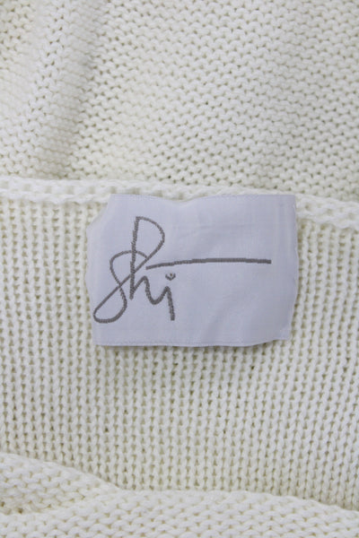 Shi Women Ivory Knit Scoop Neck Sleeveless Blouse Camisole Size One Size