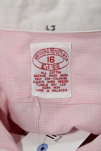 Brooks Brothers Women Basic Collared Button-Up Check Cotton Long Sleeve Size 16