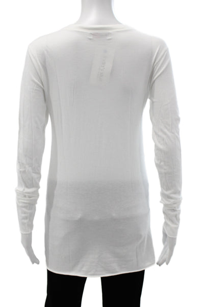 Michael Stars Unisex White V-Neck Long Sleeve T-Shirt Size One