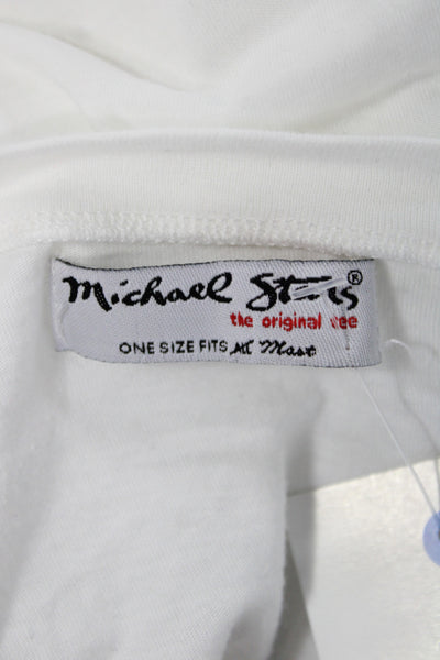 Michael Stars Unisex White V-Neck Long Sleeve T-Shirt Size One