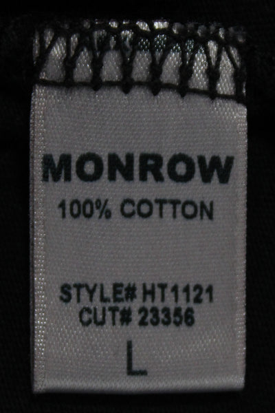 Monrow Womens Basic Black Cotton Crewneck Short Sleeve T-Shirt Size L