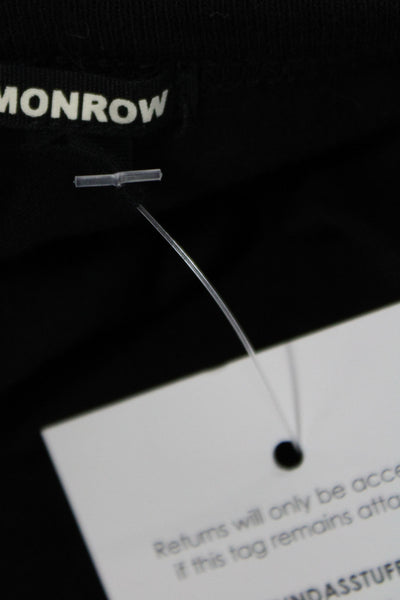 Monrow Womens Basic Black Cotton Crewneck Short Sleeve T-Shirt Size L