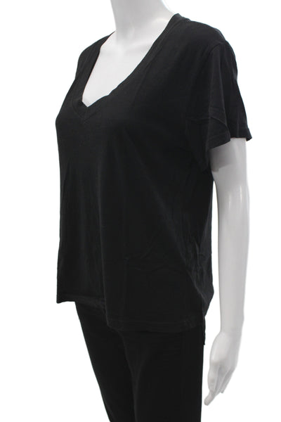 Perfect White Tee Womens Black V-Neck Basic Cotton Short Sleeve T-Shirt Size M