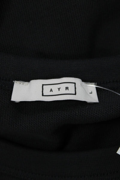 AYR Women Black Cotton Crewneck Short Sleeve Pullover Size L