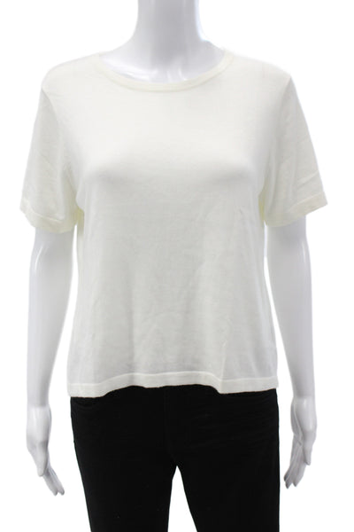 One Grey Day Womens Cropped Black Short Sleeve Crew Neck Zip Top Size M
