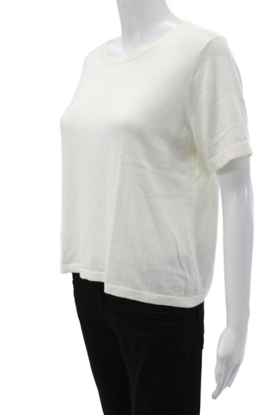One Grey Day Womens Cropped Black Short Sleeve Crew Neck Zip Top Size M