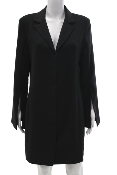 Amanda Uprichard Womens Overcoat Black Collared Long Sleeve Polyester Size L