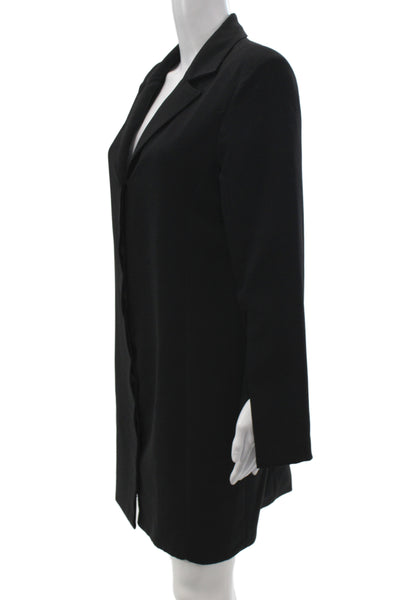 Amanda Uprichard Womens Overcoat Black Collared Long Sleeve Polyester Size L