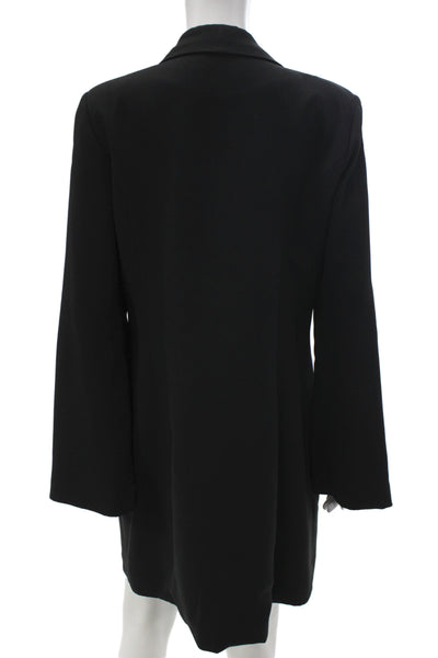 Amanda Uprichard Womens Overcoat Black Collared Long Sleeve Polyester Size L