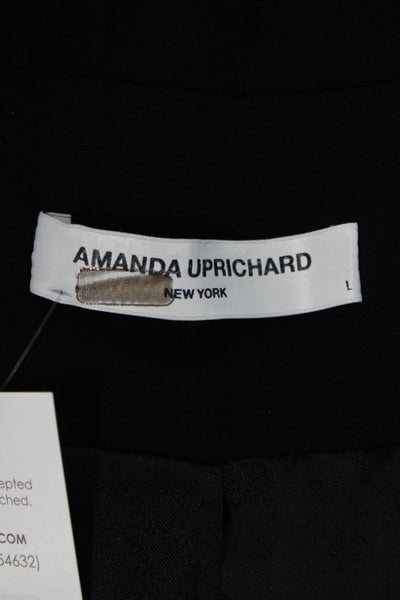 Amanda Uprichard Womens Overcoat Black Collared Long Sleeve Polyester Size L
