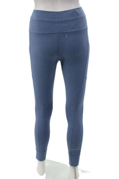 Carbon 38 Women Ankle Leggings Blue Drawstring Nylon Athleisure Size S