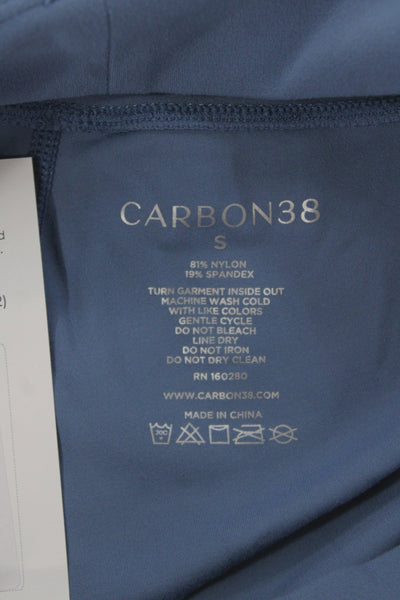 Carbon 38 Women Ankle Leggings Blue Drawstring Nylon Athleisure Size S