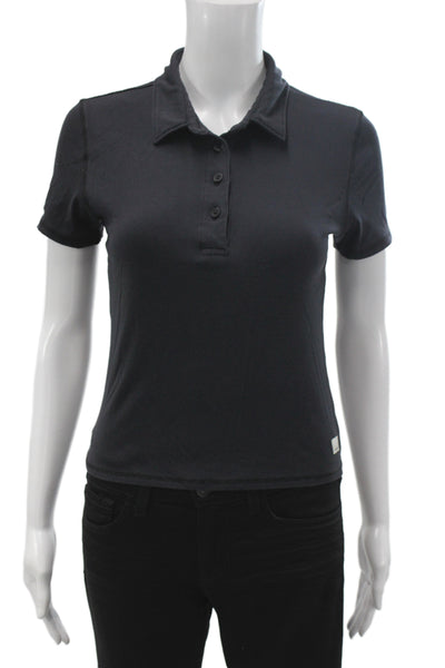 Vuori Unisex Adults Basic Ribbed Collared Polo Short Sleeve Black Size XS