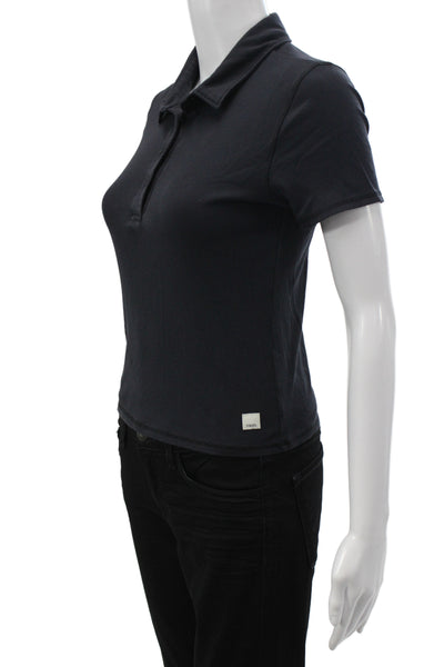 Vuori Unisex Adults Basic Ribbed Collared Polo Short Sleeve Black Size XS