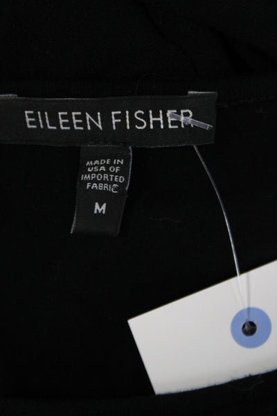 Eileen Fisher Women Shift Dress Black Scoop Neck 3/4 Sleeve Rayon Size M