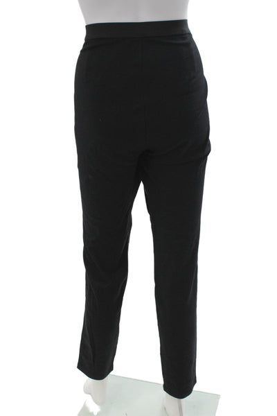 Eileen Fisher Women Ankle Leather Pants Black Pull On Size M