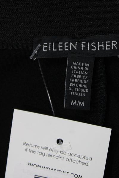 Eileen Fisher Women Ankle Leather Pants Black Pull On Size M