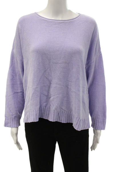 Eileen Fisher Women Pullover Sweater Purple Boat Neck Long Sleeve Size M