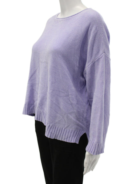 Eileen Fisher Women Pullover Sweater Purple Boat Neck Long Sleeve Size M