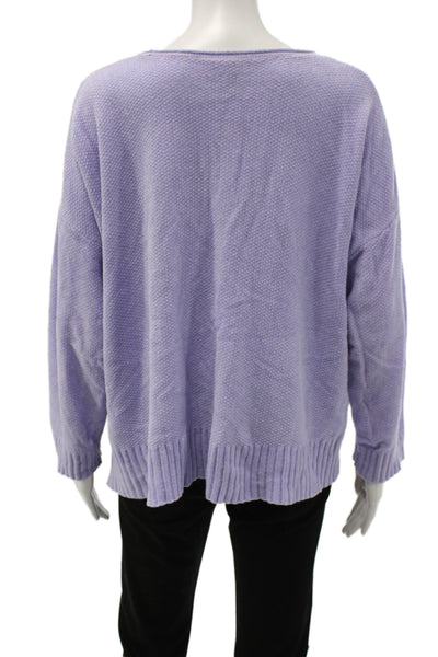 Eileen Fisher Women Pullover Sweater Purple Boat Neck Long Sleeve Size M