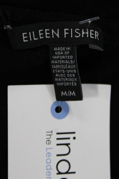 Eileen Fisher Womens Black Tencel Lyocell Scoop Neck 3/4 Sleeve Shirt Size M