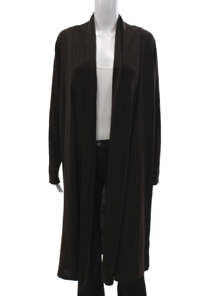 Eileen Fisher Women V-Neck Cardigan 100% Wool Brown Long Sleeve Size M