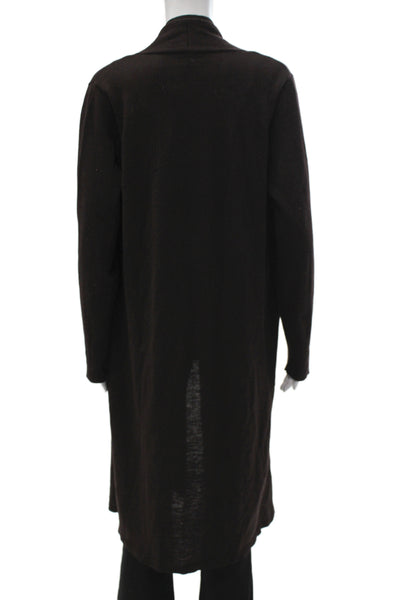 Eileen Fisher Women V-Neck Cardigan 100% Wool Brown Long Sleeve Size M