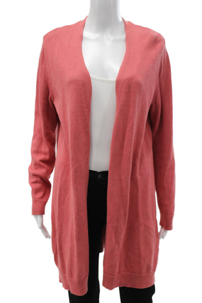 Eileen Fisher Womens Red V-Neck Organic Linen Cardigan Long Sleeve Size M