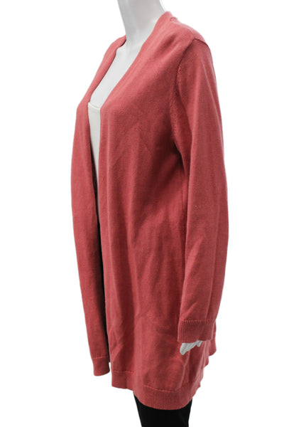 Eileen Fisher Womens Red V-Neck Organic Linen Cardigan Long Sleeve Size M