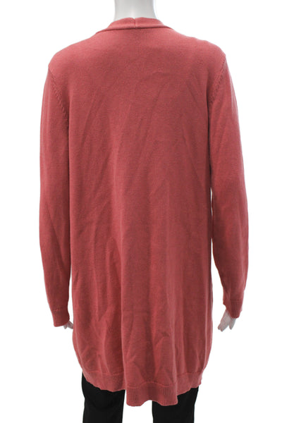 Eileen Fisher Womens Red V-Neck Organic Linen Cardigan Long Sleeve Size M