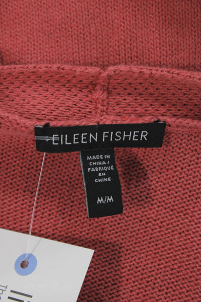 Eileen Fisher Womens Red V-Neck Organic Linen Cardigan Long Sleeve Size M
