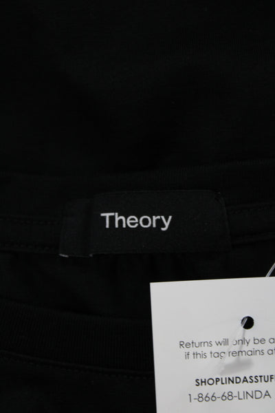 Theory Mens Basic Black Cotton T-Shirt Short Sleeve Crew Neck Size S