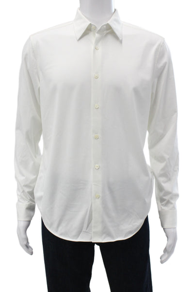 Theory Men's Long Sleeves Button Down Shirt White Size L