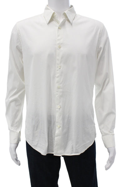 Theory Men's Long Sleeves Button Down Dress Shirt White Size L