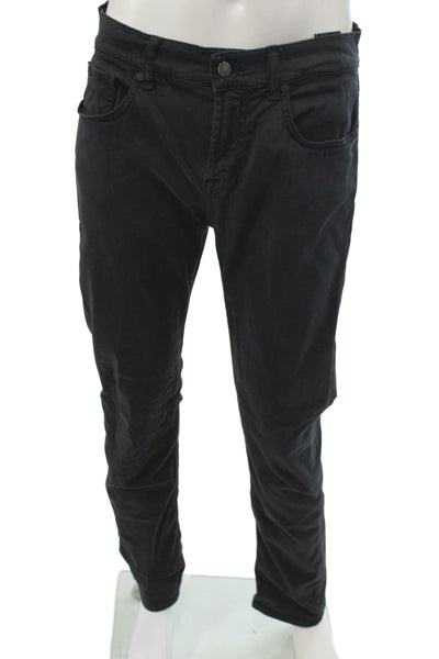 7 For All Mankind Mens Straight Jeans Black Cotton Blend Button Size 32
