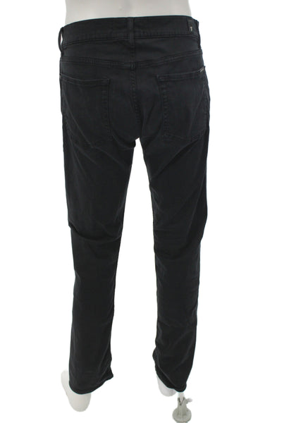 7 For All Mankind Mens Straight Jeans Black Cotton Blend Button Size 32
