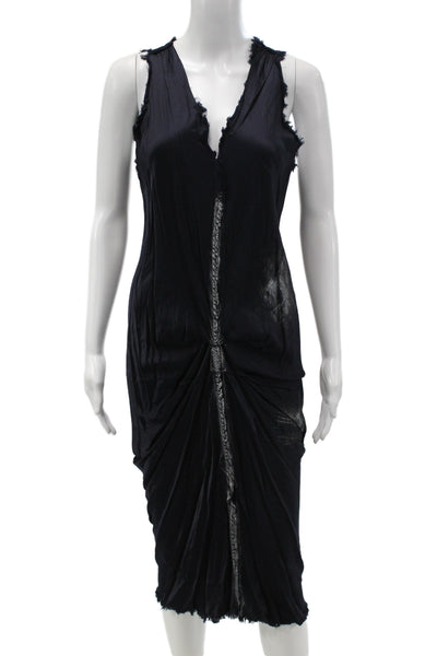 Jaga Womens Tank Dress Black Rayon V Neck Sleeveless Mid-Calf Gothic Size 1