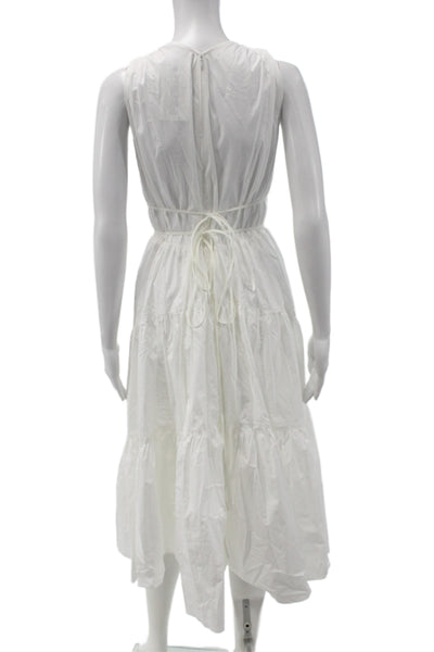 Proenza Schouler Women White Cotton Halter Sundress Midi Bohemian Zip Size 0
