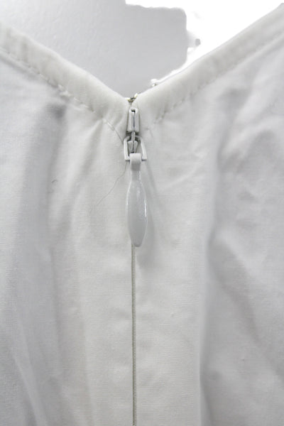 Proenza Schouler Women White Cotton Halter Sundress Midi Bohemian Zip Size 0