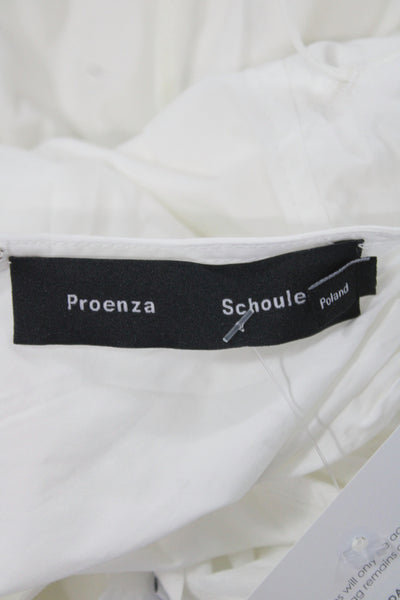 Proenza Schouler Women White Cotton Halter Sundress Midi Bohemian Zip Size 0