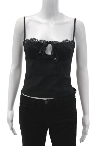 Gold Hawk Womens Silk Camisole Scoop Neck Lace Blue Sleeveless Size XS