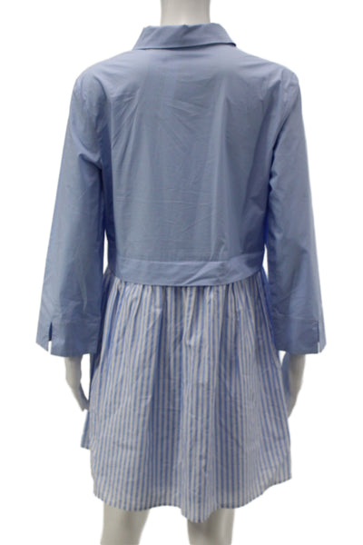 English Factory Womens Shirt Dress Blue Striped Collared Long Sleeve Size M