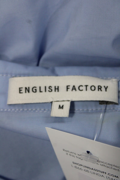 English Factory Womens Shirt Dress Blue Striped Collared Long Sleeve Size M
