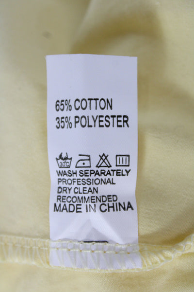 Ecowish Women Yellow V Neck Sundress Sleeveless Above Knee Cotton Size S