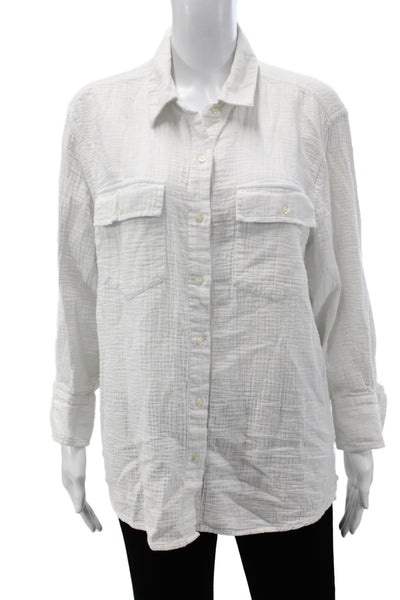 The Great Womens Basic Collared Cotton Button-Up Long Sleeve White Size 1