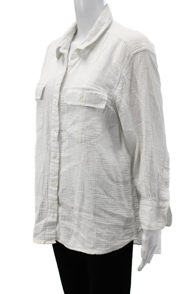 The Great Womens Basic Collared Cotton Button-Up Long Sleeve White Size 1