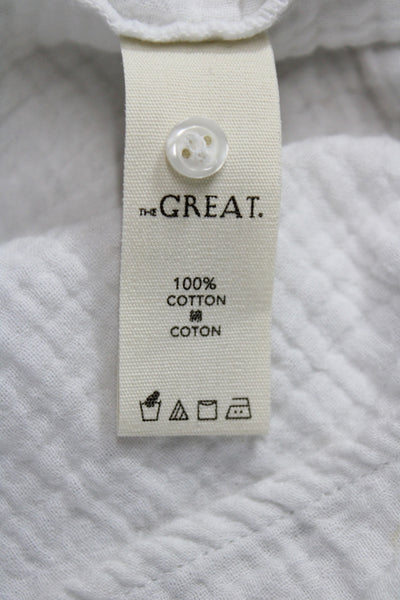 The Great Womens Basic Collared Cotton Button-Up Long Sleeve White Size 1